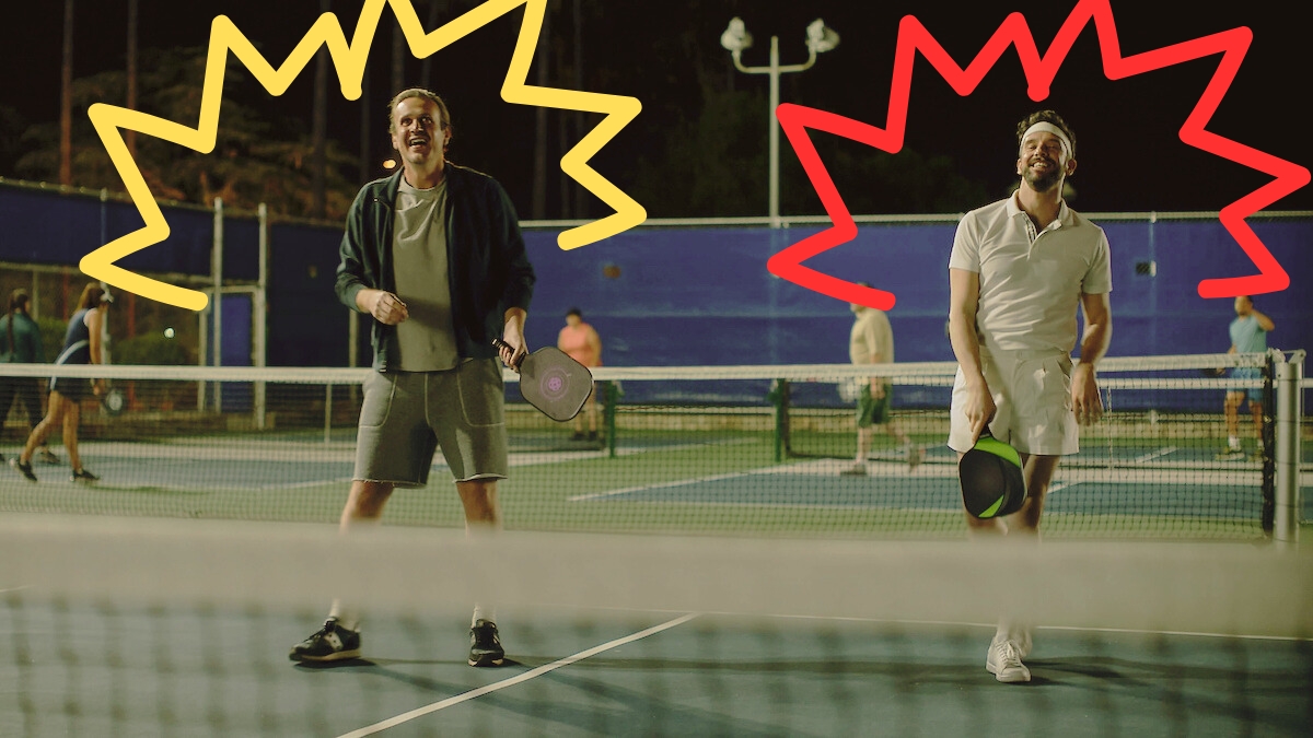 Still from Shrinking on Pickle ball Court