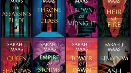 The books of the Throne of Glass saga with their newest covers