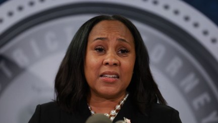 ATLANTA, GEORGIA - AUGUST 14: Fulton County District Attorney Fani Willis speaks during a news conference at the Fulton County Government building on August 14, 2023 in Atlanta, Georgia. A grand jury today handed up an indictment naming former President Donald Trump and his Republican allies over an alleged attempt to overturn the 2020 election results in the state. (Photo by Joe Raedle/Getty Images)