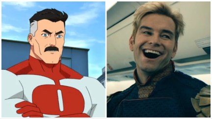 Omni-Man from 'Invincible' and Homelander (Antony Starr) from 'The Boys'.