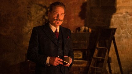 Kenneth Branagh as Hercule Poirot in 20th Century Studios' A HAUNTING IN VENICE. Photo by Rob Youngson. © 2023 20th Century Studios. All Rights Reserved.