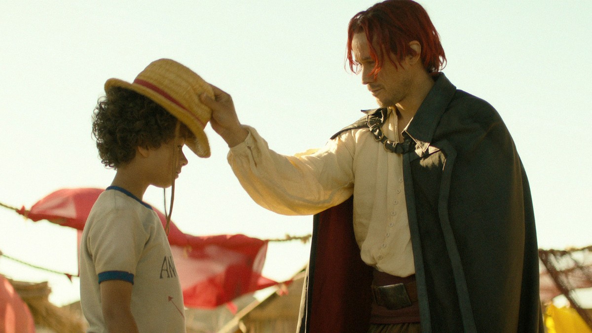 Colton Osorio as Young Luffy and Peter Gadiot as Shanks in the 'One Piece' live-action series