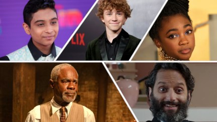 The Cast of Percy Jackson including Aryan Simhardri, Walker Scobell, Leah Jeffries, Glynn Turman, and Jason Mantzoukas