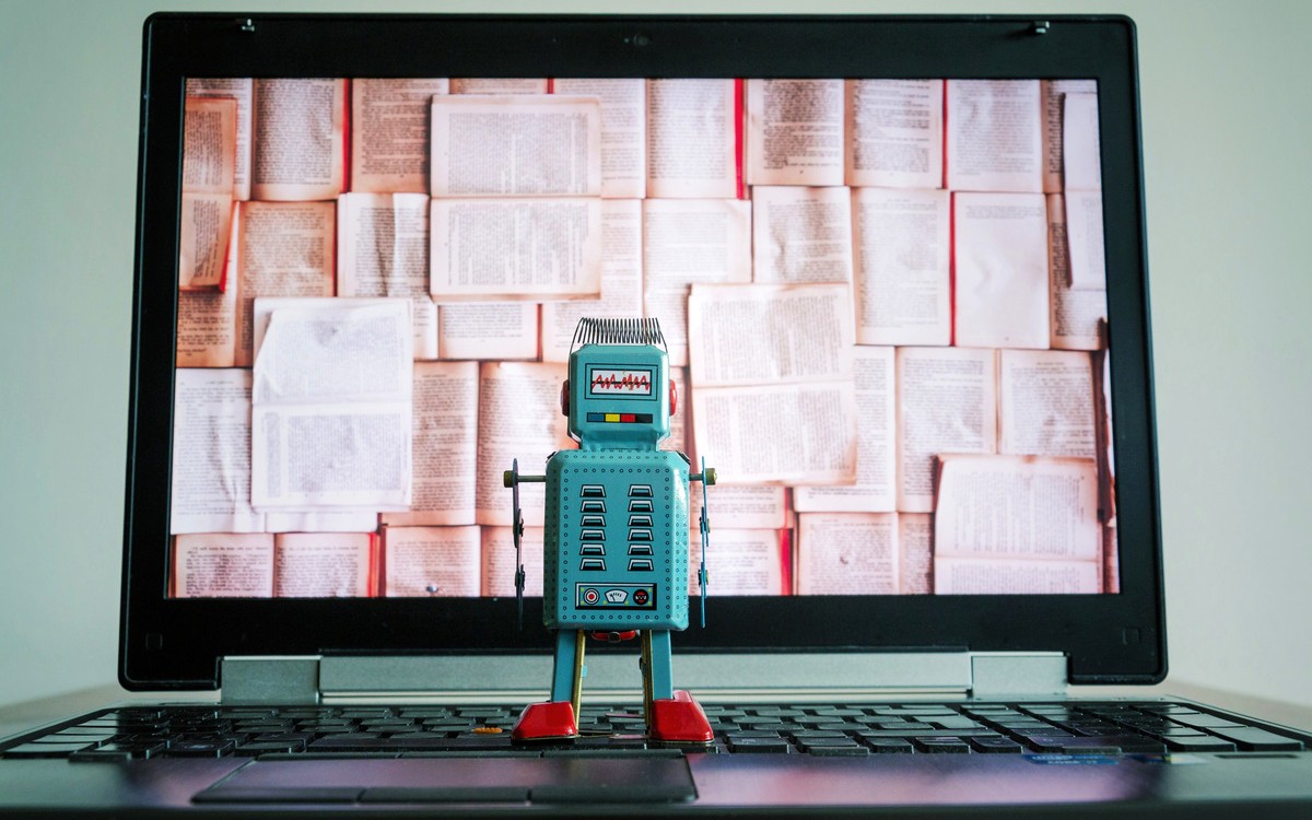 Robot reading books from a computer screen