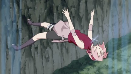 Sakura Harmon falling off a cliff in 