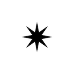 An eight-pointed black star.