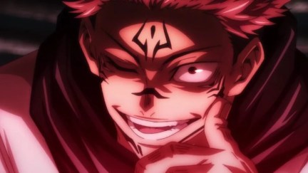 Ryomen Sukuna smirking while in his domain expansion, Malevolent Shrine, Jujutsu Kaisen