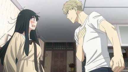 Injured Yor getting asked out on a date by Loid from the first episode of Spy x Family Season 2 (Wit Studio and CloverWorks)