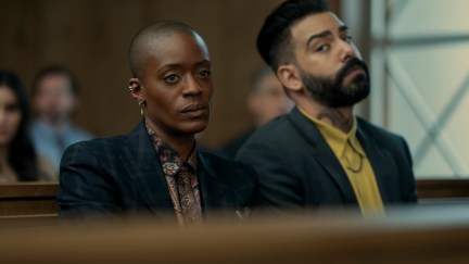 The Fall of the House of Usher. (L to R) T'Nia Miller as Victorine LaFourcade, Rahul Kohli as Napoleon Usher in episode 101 of The Fall of the House of Usher. Cr. Ricardo Hubbs/Netflix © 2023