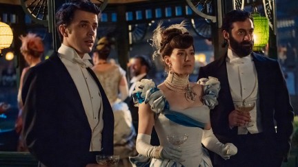 Harry Richardson, Carrie Coon, and Morgan Spector in 'The Gilded Age' season 2