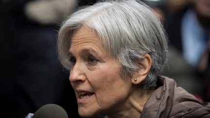 Jill Stein speaking into a microphone.