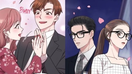 Marry My Husband Main Characters. Antagonists Park Minhwan and Jeong Sumin on the left, and protagonists Yu Ji Hyuk and Kang Jiwon on the right.