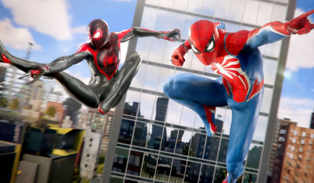 Miles Morales Spider-Man and Peter Parker Spider-Man in Insomniac Games