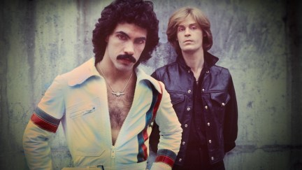 Daryl Hall and John Oates outside of the Toppop Studio Hilversum Netherlands, January 1976 after they recorded a video for their hitsingle 'Sara Smile'