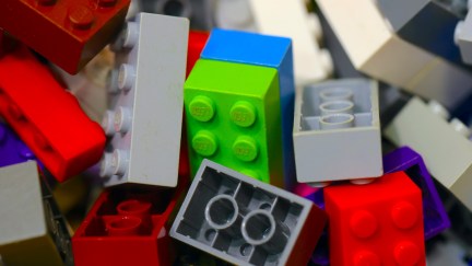 Closeup on a pile of lego bricks