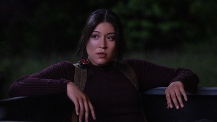 Maya Lopez sits in the back of a truck in Echo.