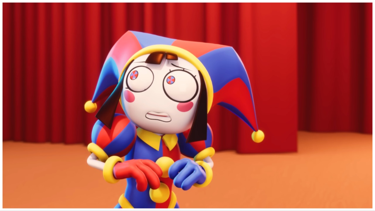 Pomni, a CGI jester clown from 'The Amazing Digital Circus'.