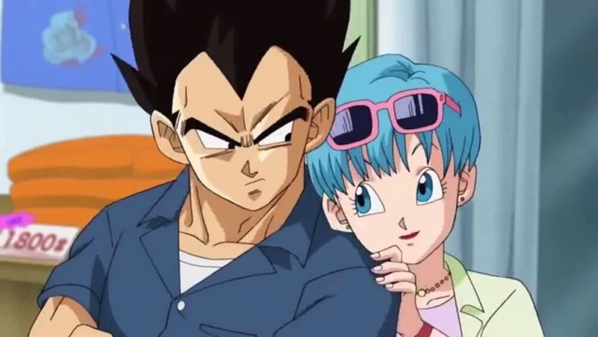 Vegeta and Bulma from Dragon Ball Z canoodling