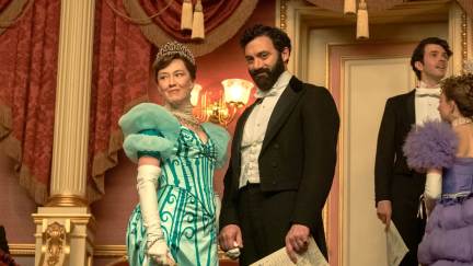 Carrie Coon and Morgan Spector as the Russells at the opera in 'The Gilded Age.'