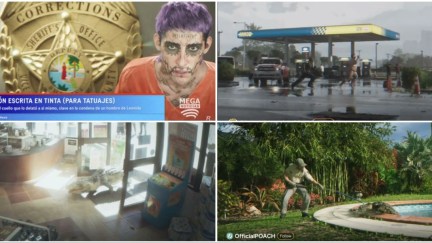 Chaotic GTA VI Trailer real-life inspired news featuring the Miami Joker, the naked man, the gator in Walmart, and the gator in a family pool