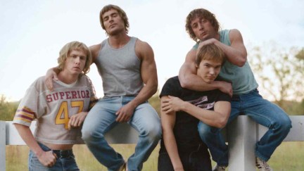 Harris Dickinson, Zac Efron, Jeremy Allen White, and Stanley Simon in 'The Iron Claw'