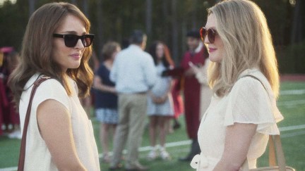 Natalie Portman and Julianne Moore wearing sunglasses in May December