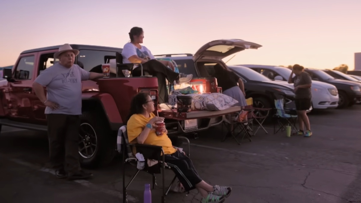 Members of the Navajo Nation watch a dubbed version of Star Wars Episode IV, as seen in the PBS Documentary Native America