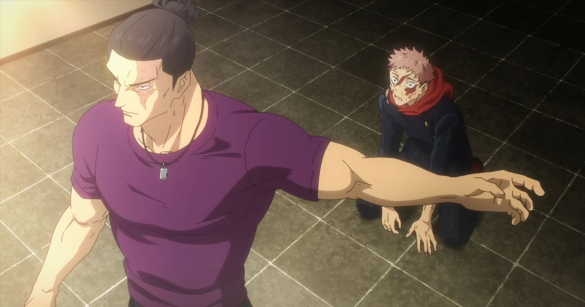 Todo defending Yuji from Mahito's attack in Jujutsu Kaisen Season 2, Episode 21.