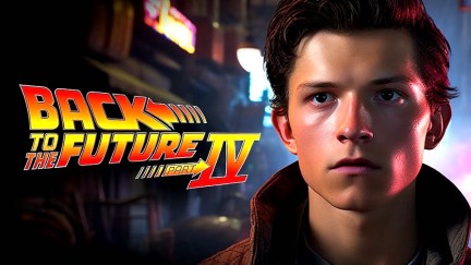 Splash art for Back to the Future 4 trailer featuring Tom Holland.