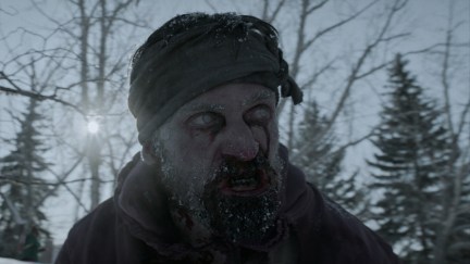 A zombie stares in the snow in 