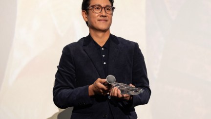 Actor Lee Sun Kyun receives the award for 