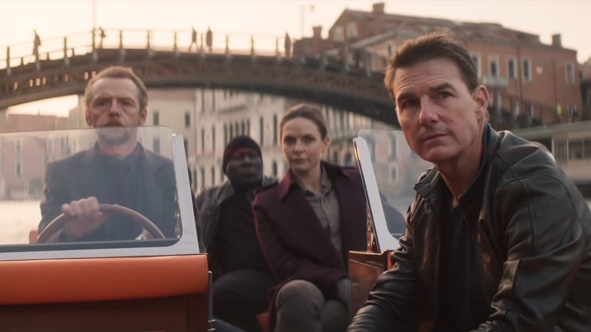 A group of spies sit on a riverboat in "Mission Impossible - Dead Reckoning" 