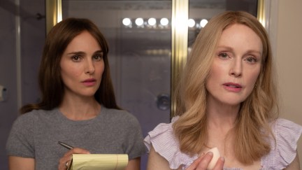 May December. (L to R) Natalie Portman as Elizabeth Berry and Julianne Moore as Gracie Atherton-Yoo in May December.