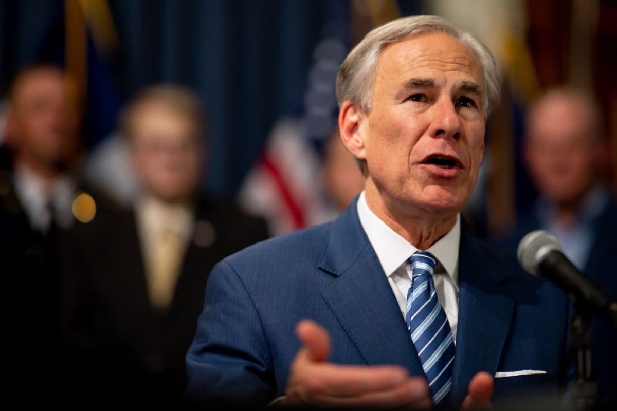 AUSTIN, TEXAS - JUNE 08: Texas Gov. Greg Abbott speaks at a news conference in the state Capitol on June 08, 2023 in Austin, Texas. Abbott and Texas Department of Public Safety Director Steve McCraw joined bill authors, sponsors, legislators and law enforcement members in the signing of bills aimed at enhancing southern border security.