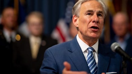 AUSTIN, TEXAS - JUNE 08: Texas Gov. Greg Abbott speaks at a news conference in the state Capitol on June 08, 2023 in Austin, Texas. Abbott and Texas Department of Public Safety Director Steve McCraw joined bill authors, sponsors, legislators and law enforcement members in the signing of bills aimed at enhancing southern border security.