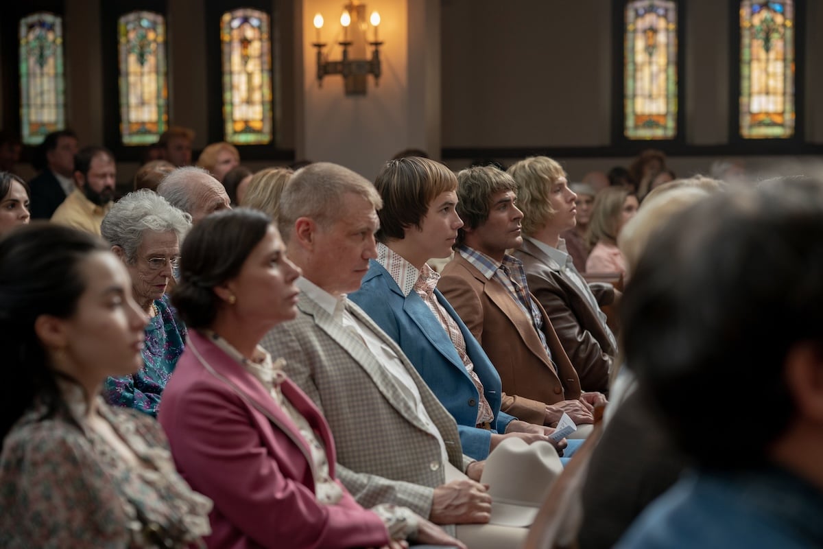 The Von Erich family all sitting at church in the Iron Claw