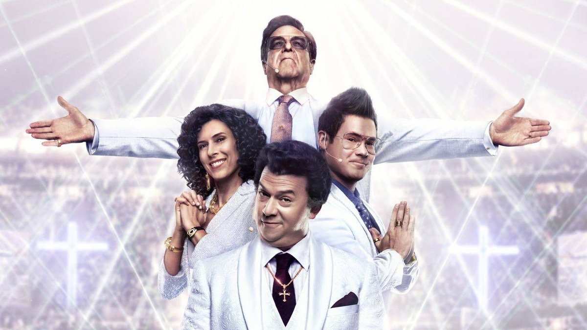 The Gemstone Family of "The Righteous Gemstones" poses prayerfully.