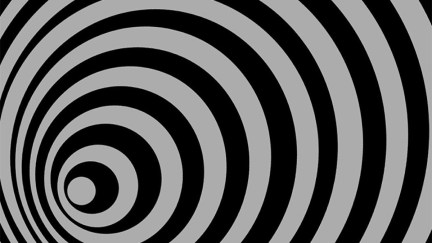 A sprawling black and white spiral associated with The Twilight Zone