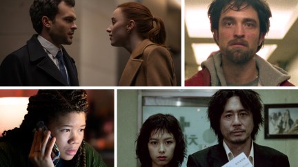 A collage featuring some of the best thrillers on Netflix right now (clockwise from top left): 'Fair Play,' 'Good Time,' 'Oldboy,' and 'Missing'