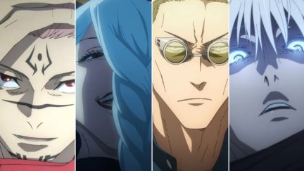 Ryomen Sukuna, Mei Mei, Nanami Kento, and Gojo Satoru from Jujutsu Kaisen Season 2.