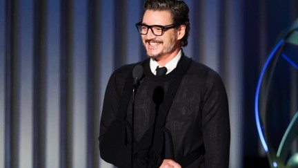 Pedro Pascal presents an award at the 75th Primetime Emmy Awards in 2024