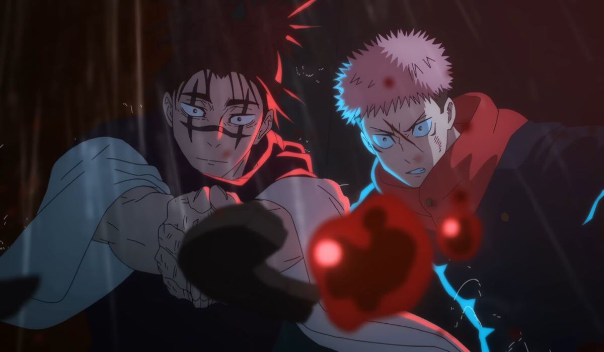 Yuji Itadori and Choso's bathroom fight in Shibuya from Jujutsu Kaisen Season 2.