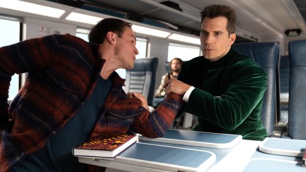 Henry Cavill taking out a bad guy as Agent Argylle