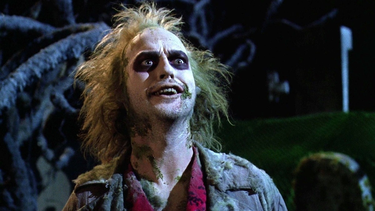 Michael Keaton looking creepy and undead as Beetlejuice