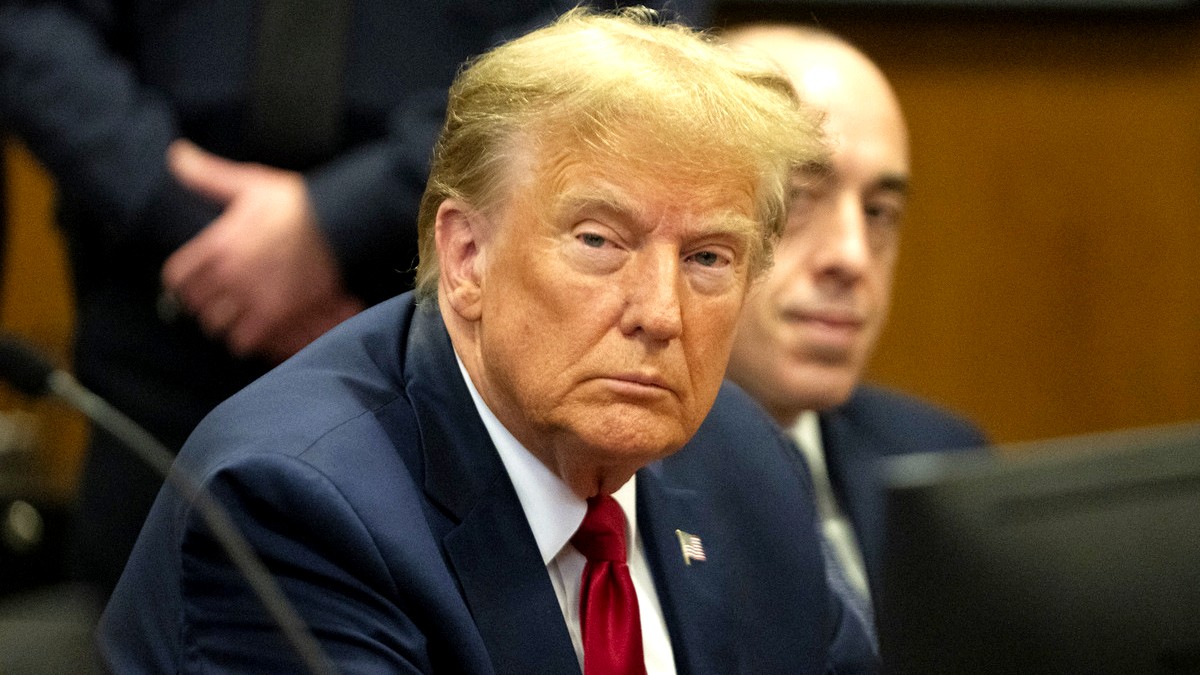 Donald Trump at a pre-trial hearing at Manhattan Criminal Court