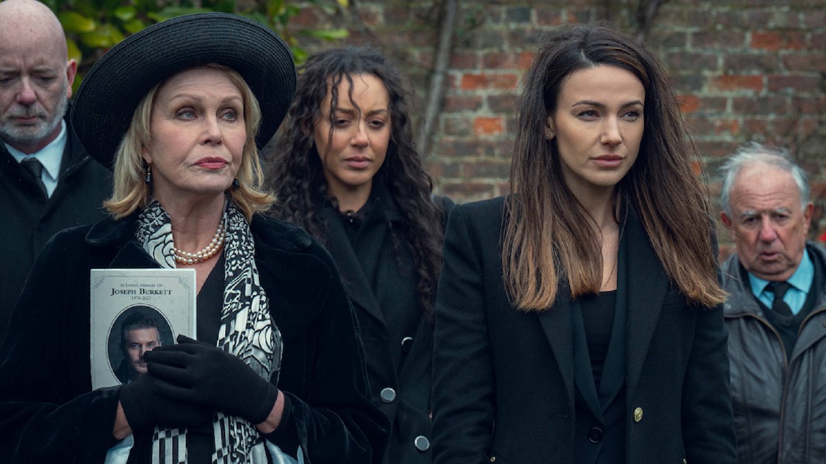 Michelle Keegan and Joanna Lumley stand graveside in Fool Me Once