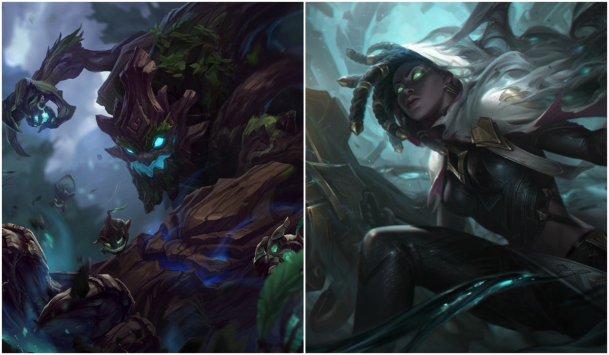 Maokai and Senna from League of Legends official art.