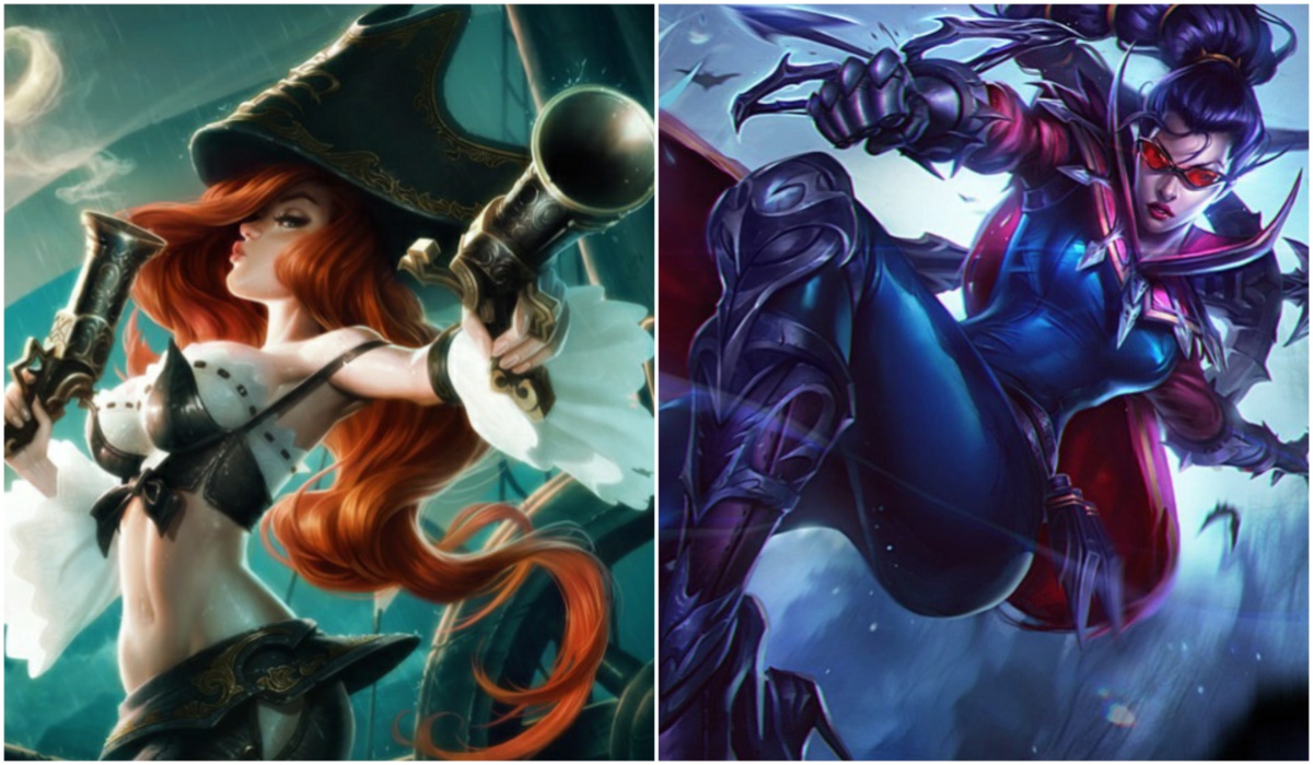 Miss Fortune and Vayne from League of Legends official art.