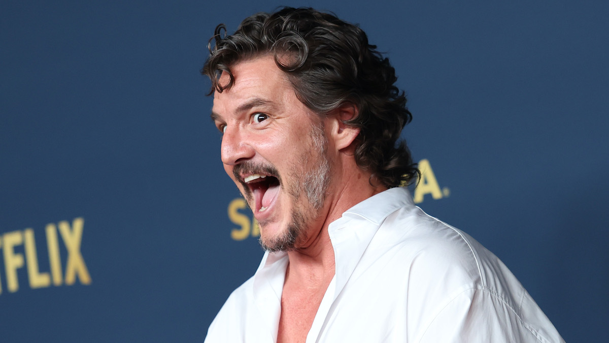 Pedro Pascal smirks on the SAG Awards red carpet.