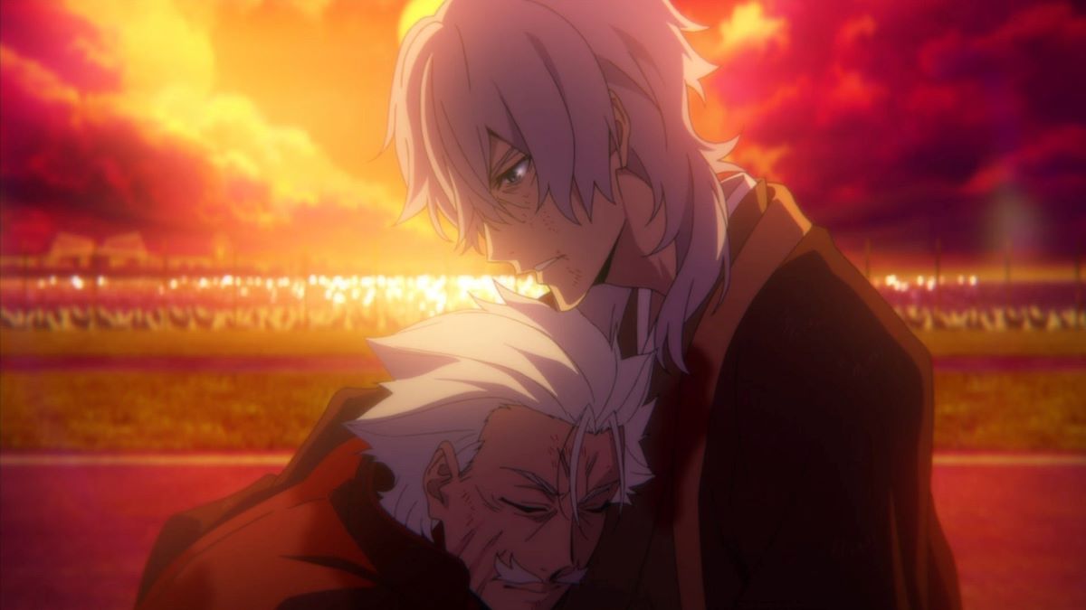 Fukuichi in Fukuzawa's arms from Bungo Stray Dogs Season 5